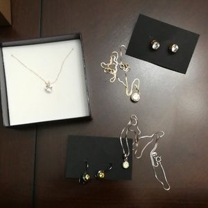 Lot of two 925 Italian sterling silver earring and necklace set AND 14K